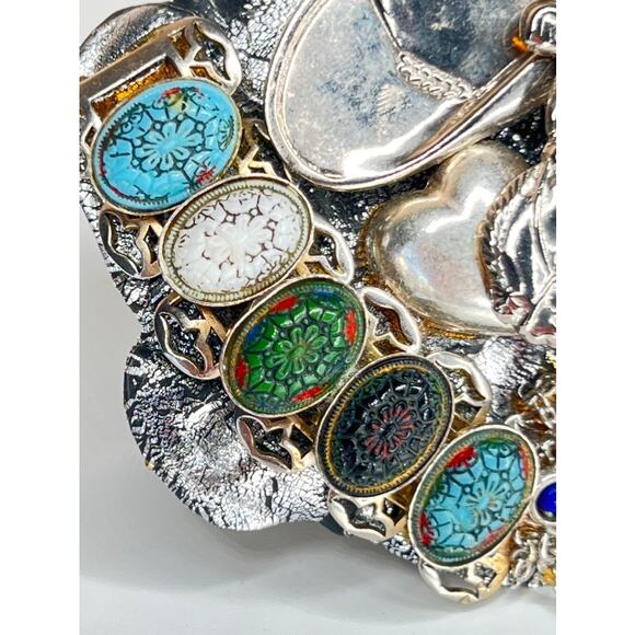 VINTAGE Cowboy Western HANDMADE Silver Brooch Pin #577 "Heart of a Champion" - Picture 3 of 9